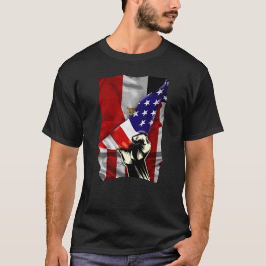 Halbe amerikanische Flagge Ägyptische ROOTS USA Fl T-Shirt (Vorderseite)