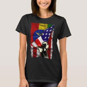 Halbe amerikanische Flagge äthiopische ROOTS USA F T-Shirt