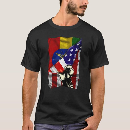 Halbe amerikanische Flagge äthiopische ROOTS USA F T-Shirt (Vorderseite)