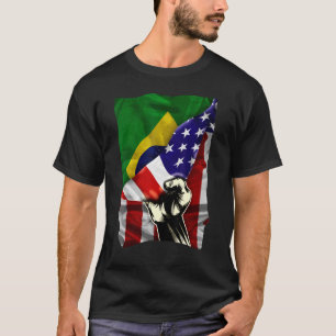 Halbe amerikanische Flagge Brasilianisches ROOTS U T-Shirt