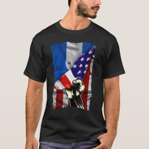 Halbe amerikanische Flagge Honduran ROOTS USA Flag T-Shirt