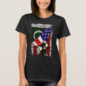 Halbe amerikanische Flagge Pakistani ROOTS USA Fla T-Shirt (Vorderseite)