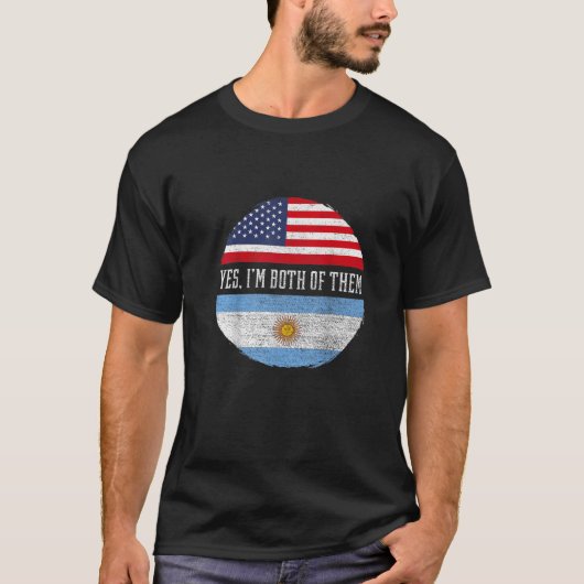 Halbe amerikanische Halbe argentinische Fahne Arge T-Shirt (Vorderseite)