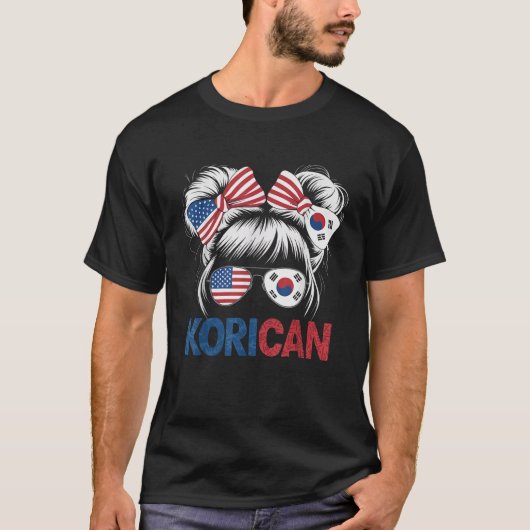Halbe amerikanische Half-Koreanische Flagge Südkor T-Shirt (Vorderseite)