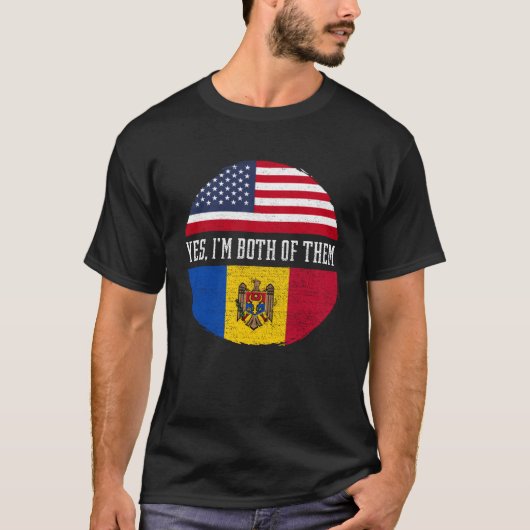 Halbe amerikanische Half-Moldauer USA Flagge Molda T-Shirt (Vorderseite)