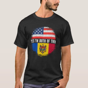 Halbe amerikanische Hälfte Flagge Moldau USA Herit T-Shirt