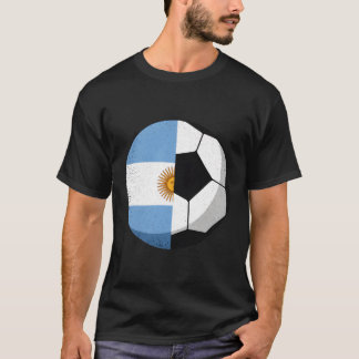 Halbe argentinische Flagge Halbfußball-Futbol so T-Shirt