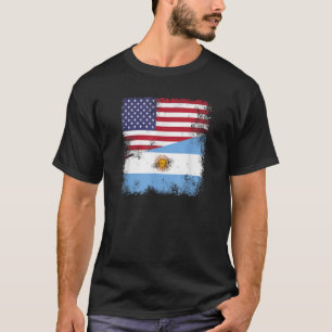 Halbe argentinische Flagge Vintage Argentinien USA T-Shirt