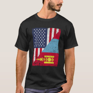 Halbe Flagge USA Halbmongolische Flagge Amerikanis T-Shirt