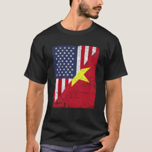 Halbe Flagge USA Halbvietnamflagge T-Shirt