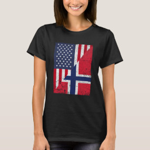 Halbe Flagge USA Half Norwegen Flagge Amerikanisch T-Shirt
