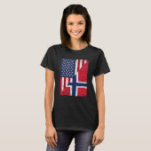 Halbe Flagge USA Half Norwegen Flagge Amerikanisch T-Shirt (Vorne ganz)