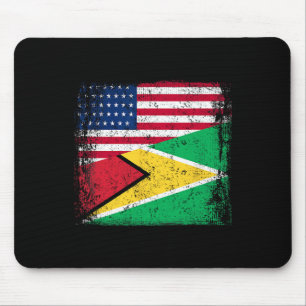 Halbe guyanische Flagge Vintage Guyana USA Mousepad