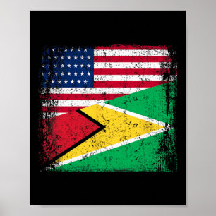 Halbe Guyanische Flagge Vintage Guyana USA Poster