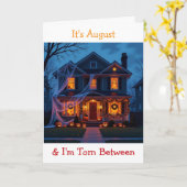 Halbe Halloween und halb Weihnachten | Spaß Karte (Gelbe Blume)