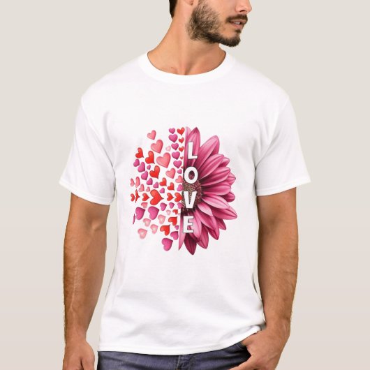 Halbe Herzen blühen halb Liebe T-Shirt (Vorderseite)
