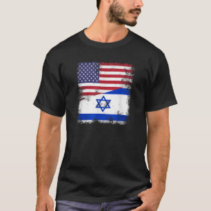 Halbe israelische Flagge Vintage Israel USA Gesche T-Shirt