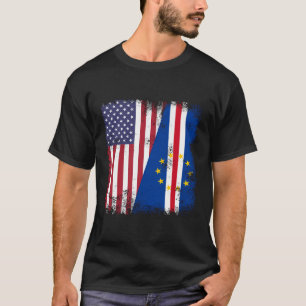 Halbe kap-verdische Flagge Vintag Kap Verde Usa Ge T-Shirt