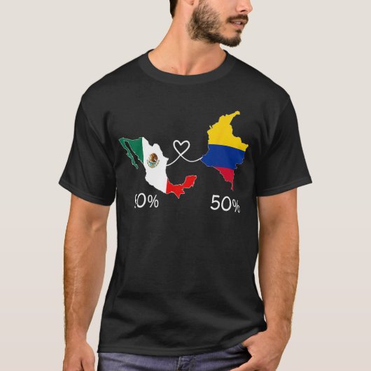 Halbe kolumbianische halb mexikanische Flag Map Li T-Shirt (Vorderseite)