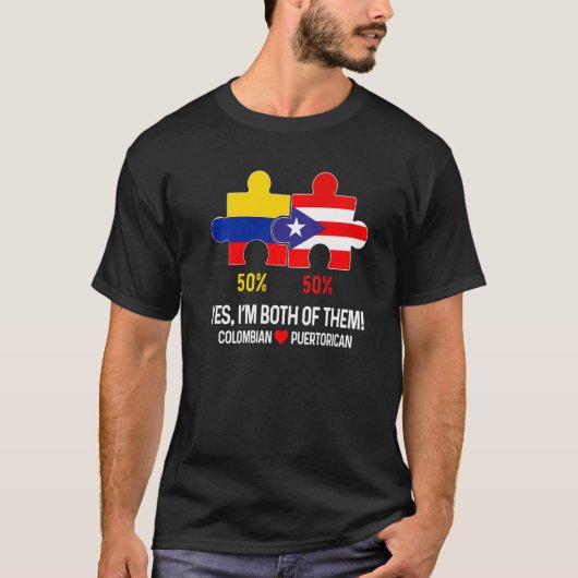 Halbe kolumbianische Half Puerto Rico Flag Karte B T-Shirt (Vorderseite)