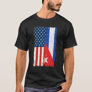 Halbe kubanische Halbamerikanische Flagge Kuba Ame T-Shirt
