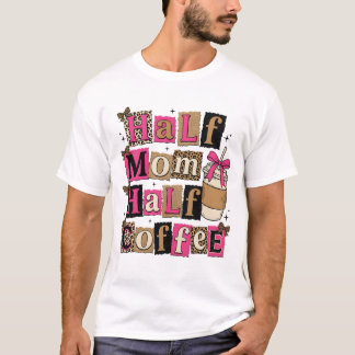 Halbe Mama, halber Kaffee Retro-Leopard Coquette M T-Shirt