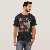 Halbe Mama, halber Kaffee: Trendiger Leopard & ros T-Shirt (Vorne ganz)