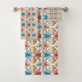 Halbe Monde auf Korallen und Aquamarin Badhandtuch Set (Insitu)