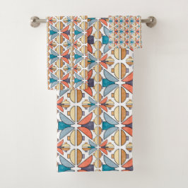 Halbe Monde auf Korallen und Aquamarin Badhandtuch Set