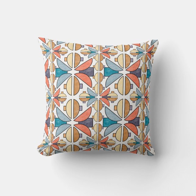 Halbe Monde auf Korallen und Aquamarin Kissen (Vorderseite)