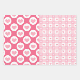 Halbe N halbes Shabby Chic rosa Herzmischung Geschenkpapier Set