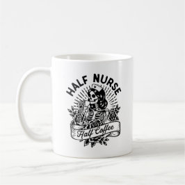 halbe Nurse halbes Kaffeekonzept Kaffeetasse