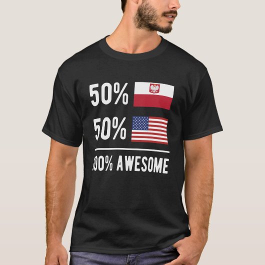 Halbe polnische Halbamerikanische Flagge Polen USA T-Shirt (Vorderseite)