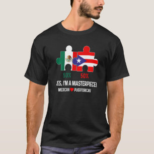 Halbe puerto-ricanische Halbmexikanische Flagge Mi T-Shirt