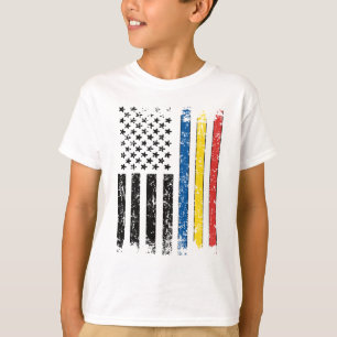 Halbe rumänische Halb-Amerikanische Flagge Rumän T-Shirt