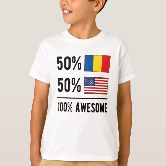 Halbe rumänische Halb-Amerikanische Flagge Rumänie T-Shirt (Vorderseite)