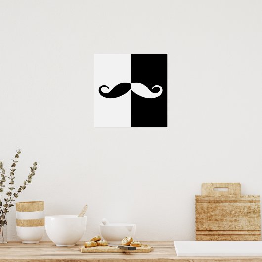 Halbe Schwarz-Weiß-Schnurrbart Poster (Küche)