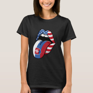 Halbe slowakische Halbamerikanische Flagge - Slowa T-Shirt