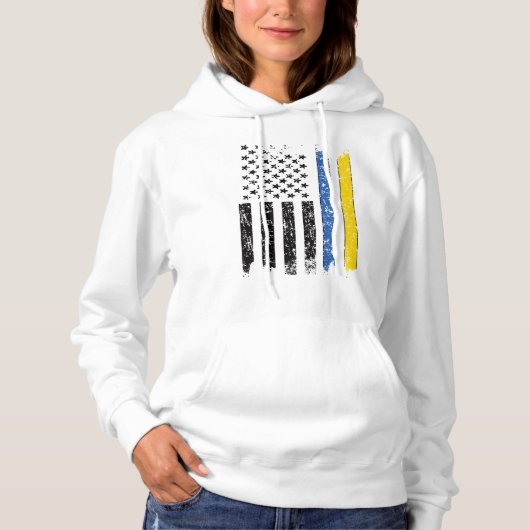 Halbe ukrainische Halbamerikanische Flagge Ukraine Hoodie (Vorderseite)