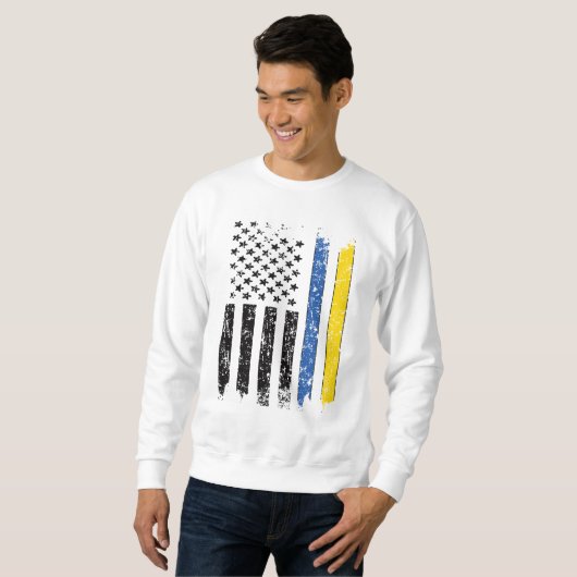 Halbe ukrainische Halbamerikanische Flagge Ukraine Sweatshirt (Vorne ganz)