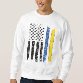 Halbe ukrainische Halbamerikanische Flagge Ukraine Sweatshirt (Vorderseite)