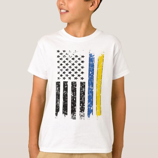 Halbe ukrainische Halbamerikanische Flagge Ukraine T-Shirt (Vorderseite)
