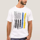 Halbe ukrainische Halbamerikanische Flagge Ukraine T-Shirt (Vorderseite)