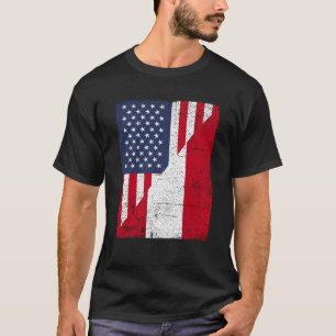 Halbe US-Flagge halbe Österreichflagge amerikanisc T-Shirt