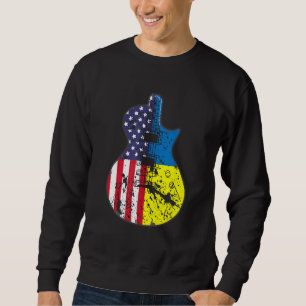 Halbe US-Flagge Halbfinale Ukraine Flaggengitarre  Sweatshirt
