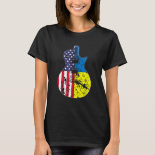 Halbe US-Flagge Halbfinale Ukraine Flaggengitarre T-Shirt
