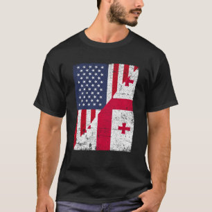 Halbe US-Flagge Halbgeorgische Flagge Amerikanisch T-Shirt