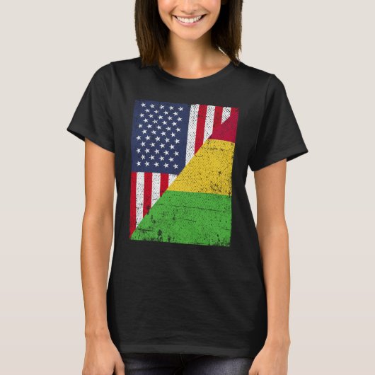 Halbe US-Flagge Halbmali Flag Amerikaner Mali T-Shirt (Vorderseite)
