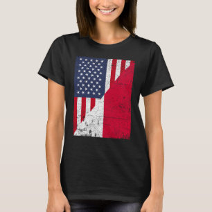 Halbe US-Flagge Halbpolnische Flagge Polnisch Poln T-Shirt