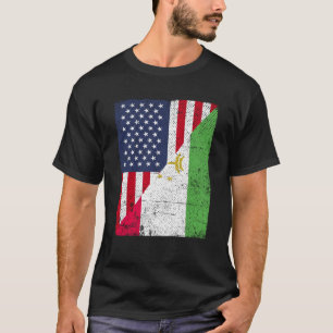 Halbe US-Flagge Halbtadschikistanische Flagge Amer T-Shirt